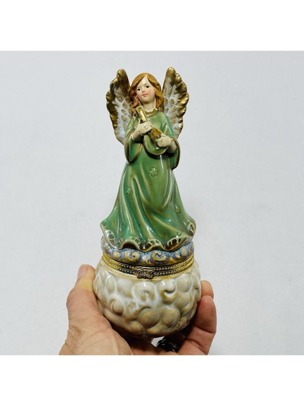Angel Guardian Wing Christmas Trinket Box Figurine Hinge Jewelry Ring Storage